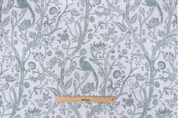Lacefield Astoria Printed Cotton Drapery Fabric in Eucalyptus 