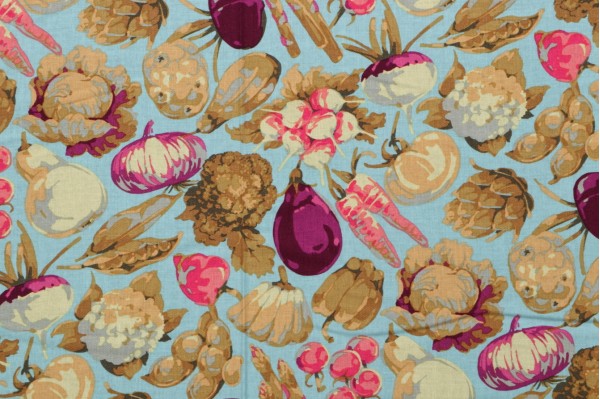 Click for Martha Negley Garden Veggies Digitally-Printed Cotton Craft Fabric in Aqua for Free Spirit  Martha Negley Garden Veggies Digitally-Printed Cotton Craft Fabric in Aqua for Free Spirit