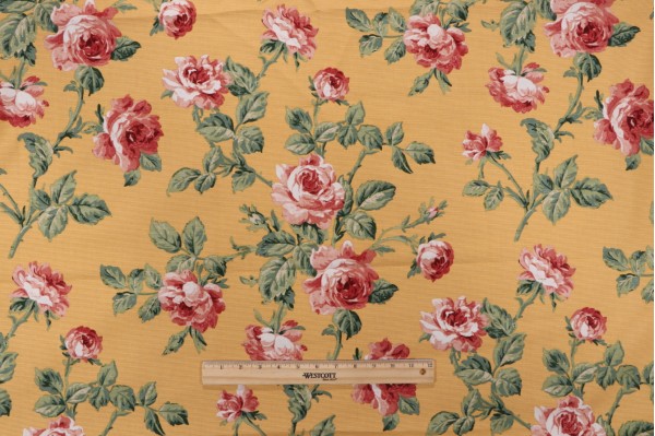 Robert Allen Greystone Printed Cotton Drapery Fabric in Maize