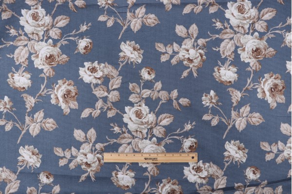 Robert Allen Greystone Printed Cotton Drapery Fabric in Slate