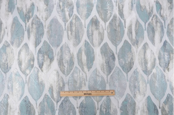 Click for 5.5 Yards Leaves Printed Jacquard Drapery Fabric in Mineral Leaves Printed Jacquard Drapery Fabric in Mineral