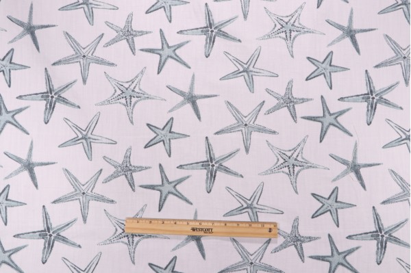 Scott Living Starfish - Luxe Linen Printed Cotton Linen Drapery Fabric in Harbor