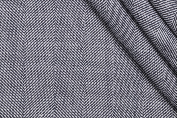 Vance Herringbone Woven Upholstery Fabric in Denim