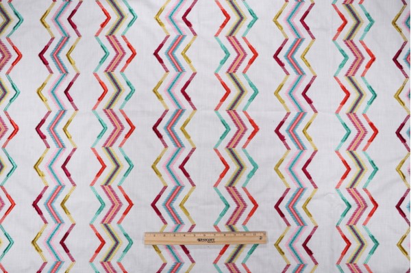 TFA Rapscallion Embroidered Drapery Fabric in Fiesta 