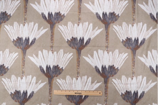 Swavelle/Mill Creek Spring Is Coming-Petro Printed Cotton Drapery Fabric in Dune 