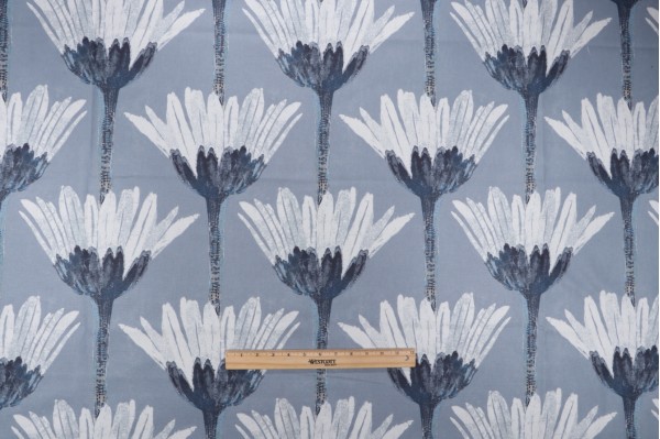 Mill Creek Spring Is Coming-Petro Printed Cotton Drapery Fabric in Azure 