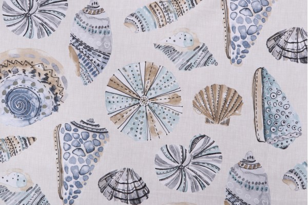 Magnolia Home Longboat Printed Cotton Drapery Fabric in Aquarius 