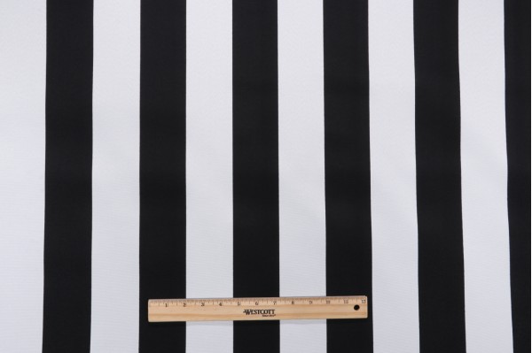 Bryant Fabrics Awning Stripe Large Printed Polyester Outdoor Fabric in Chalk Black 
