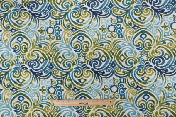 Bryant Fabrics Corinthian Printed Polyester Outdoor Fabric in Lagoon 