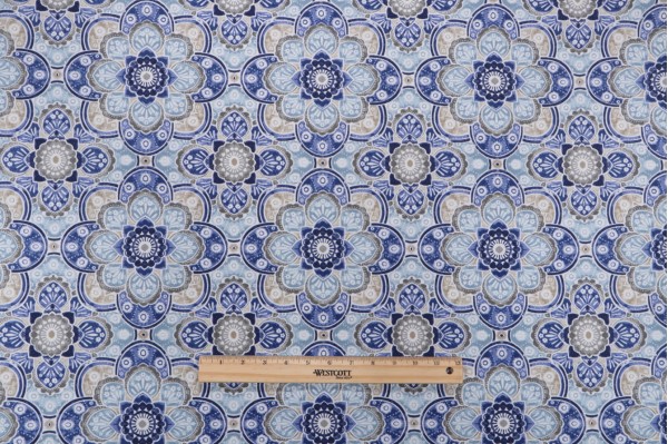 Bryant Fabrics Keyzo Medallion Printed Polyester Outdoor Fabric in Mariner 