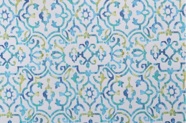 Bryant Fabrics London Trellis Printed Polyester Outdoor Fabric in Azure 