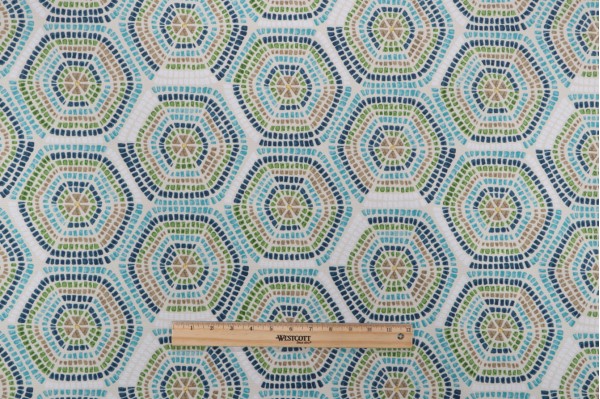 Bryant Fabrics Villa Mosaic Printed Polyester Outdoor Fabric in Grotto 