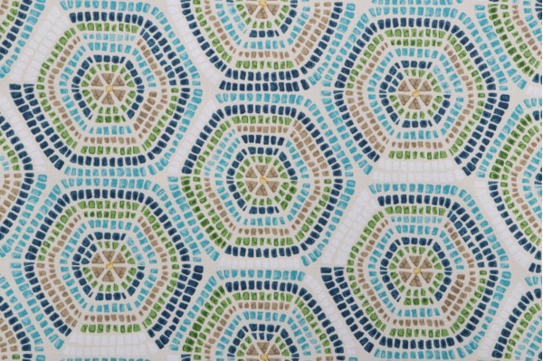 Bryant Fabrics Villa Mosaic Printed Polyester Outdoor Fabric in Grotto 