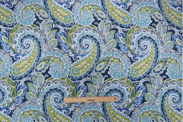 Bryant Fabrics Merzouga Paisley Printed Polyester Outdoor Fabric in Lapis 