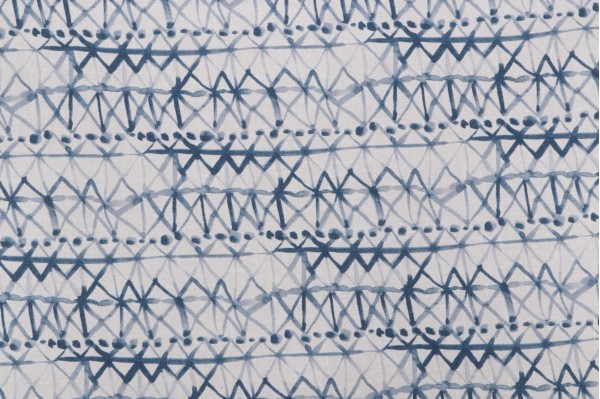 Vilber Printed Cotton Drapery Fabric in Blue 