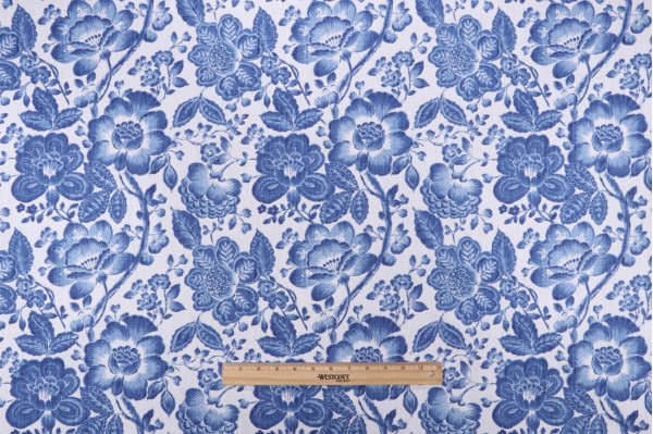 Click for Vilber Floral Printed Cotton Drapery Fabric in Royal  Vilber Floral Printed Cotton Drapery Fabric in Royal