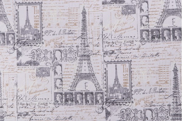 Sample of PK Lifestyles Amour Printed Cotton Drapery Fabric in Putty 