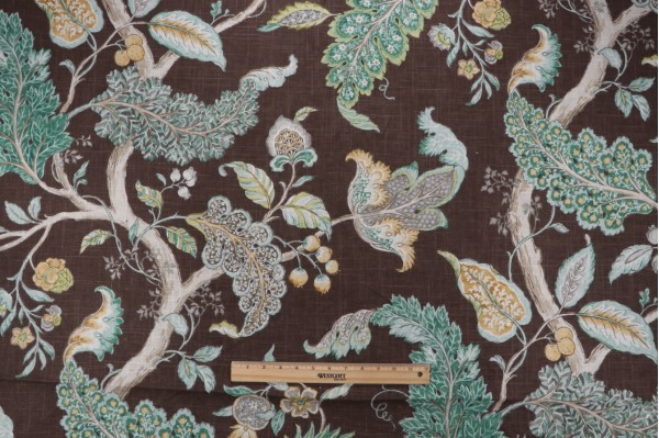 Click for P Kaufmann Ravello Printed Linen Blend Drapery Fabric in Chestnut  P Kaufmann Ravello Printed Linen Blend Drapery Fabric in Chestnut