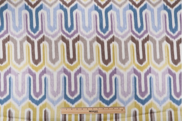 Sample of Termiz/Met Printed Linen Drapery Fabric in Meadow 