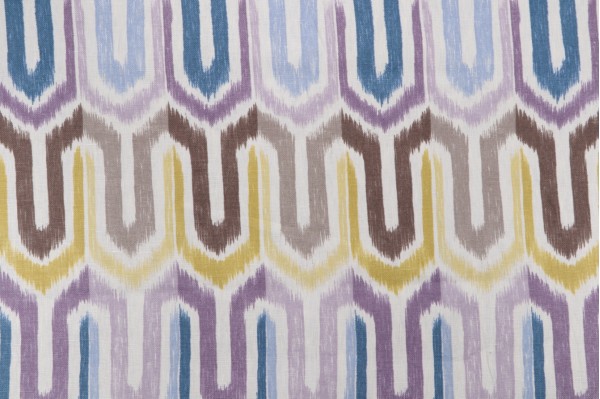 Sample of Termiz/Met Printed Linen Drapery Fabric in Meadow 