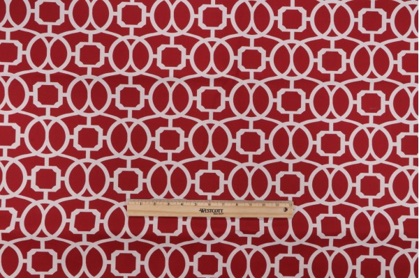 Merritt Printed Cotton Drapery Fabric in Red
