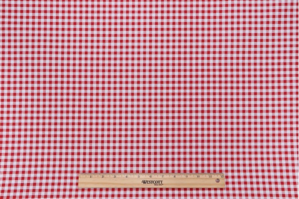 Premier Prints Gingham Printed Cotton Drapery Fabric in Lipstick 