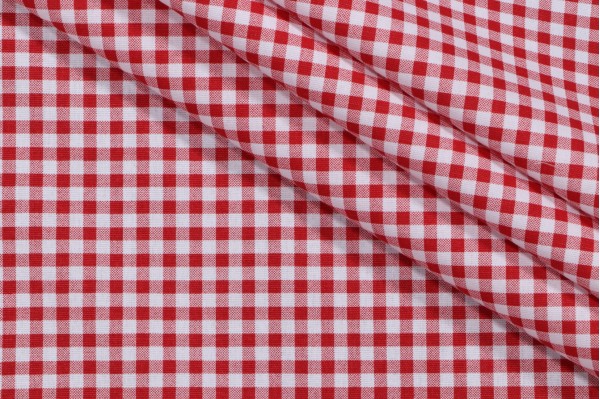 Premier Prints Gingham Printed Cotton Drapery Fabric in Lipstick 