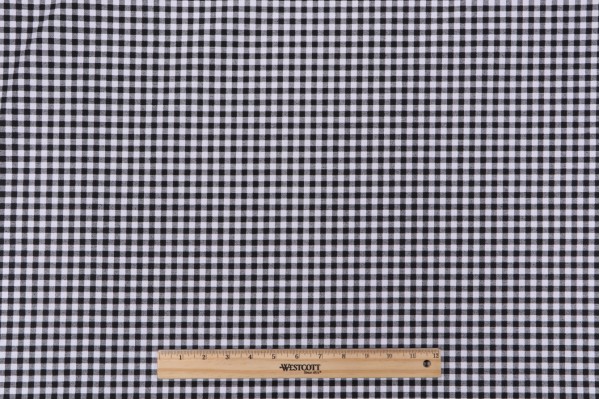 Sample of Premier Prints Gingham Printed Cotton Drapery Fabric in Black 