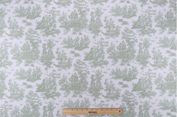 Premier Prints Jamestown Toile Printed Cotton Drapery Fabric in Sage 