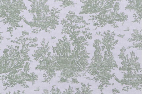 Premier Prints Jamestown Toile Printed Cotton Drapery Fabric in Sage 