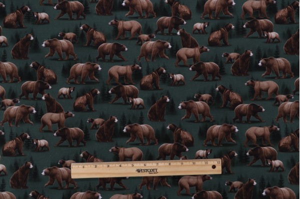 Click for Timeless Treasures Bears With Evergreen Printed Cotton Craft Fabric in Green  Timeless Treasures Bears With Evergreen Printed Cotton Craft Fabric in Green
