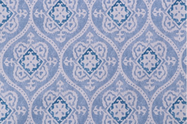 Sample of Robert Allen Duralee Printed Cotton Drapery Fabric in Blue 