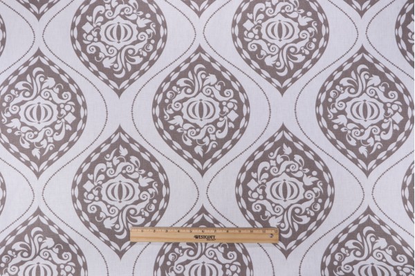 Robert Allen Dwell Studios Ogee Printed Cotton Drapery Fabric in Brindle 