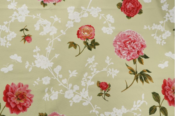 Click for 2.13 Yards Robert Allen Rosebille Printed Drapery Fabric in Honeydew Robert Allen Rosebille Printed Drapery Fabric in Honeydew