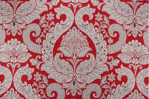 Suburban Home Betsy Printed Linen Drapery Fabric in Red