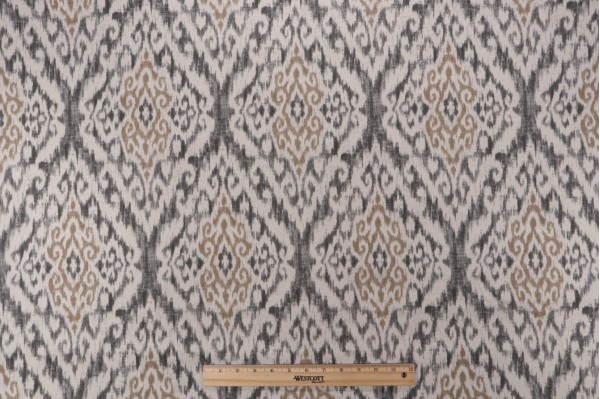 Richloom Rhodes Printed Cotton Blend Drapery Fabric in Greystone 