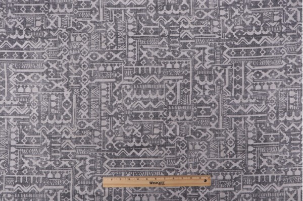 Sample of Jennifer Adams Home Tanner Printed Cotton Blend Drapery Fabric in Charcoal for Covington 