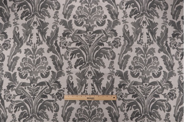 1 Yard Lacefield Gable Damask Printed Cotton Blend Drapery Fabric in Stone