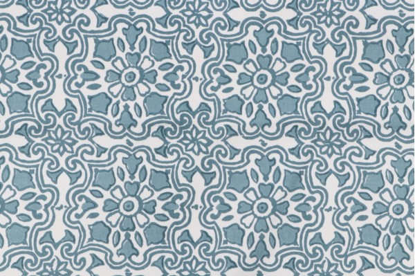 Scalamandre Vence Cotton Print Drapery Fabric in Brittany Blue