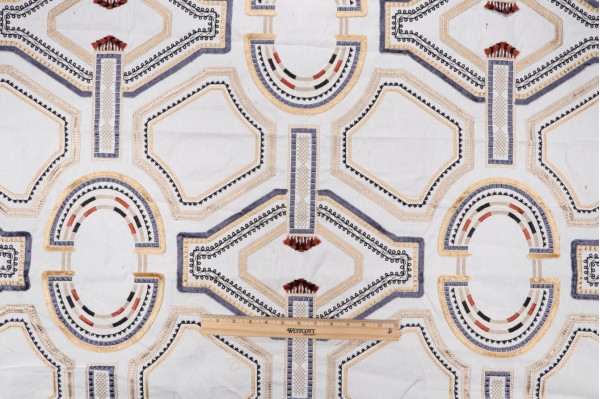 Scalamandre Kayapo Embroidered Drapery Fabric in Anthique