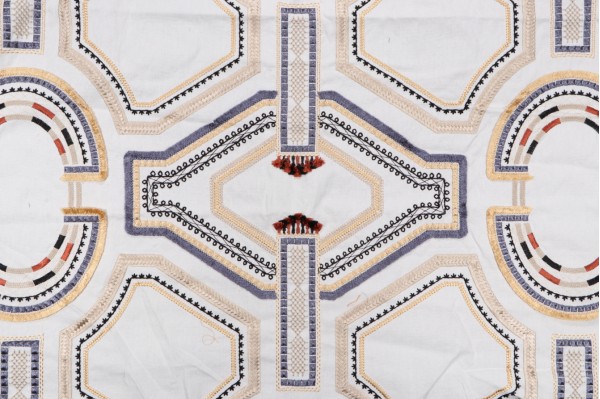 Scalamandre Kayapo Embroidered Drapery Fabric in Anthique