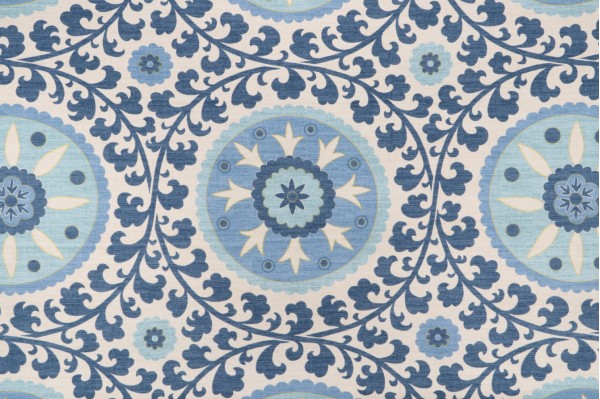 3 Park Tribal Thread Printed Drapery Fabric in Azure 