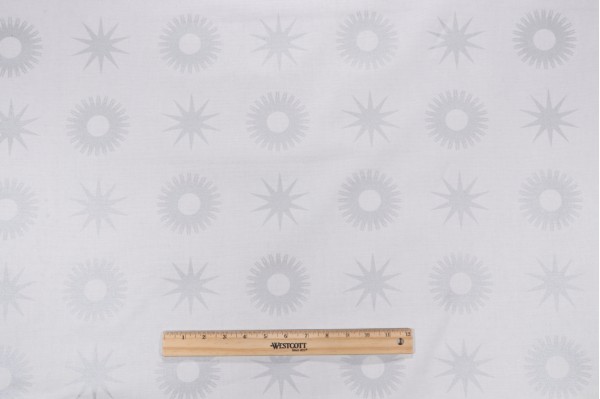 Vern Yip Trend Starburst Printed Cotton Drapery Fabric in Silver for Fabricut 