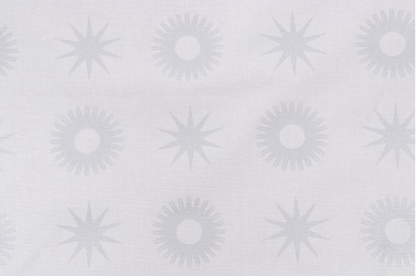 Vern Yip Trend Starburst Printed Cotton Drapery Fabric in Silver for Fabricut 