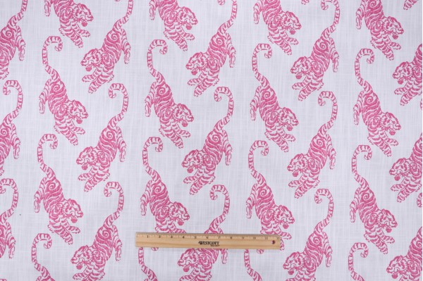 Premier Prints Kenway-Slub Canvas Printed Cotton Drapery Fabric in Flamingo 