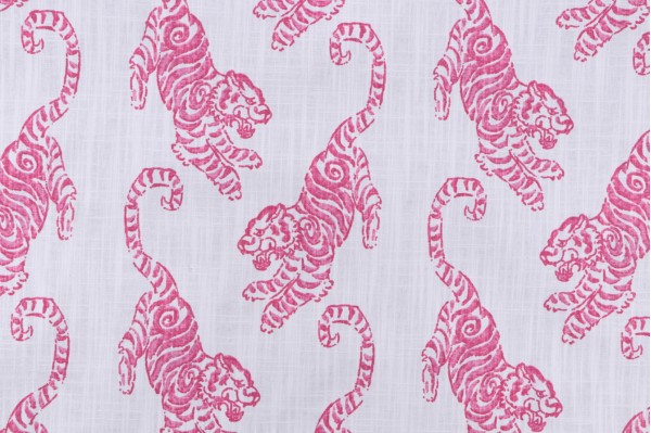 Premier Prints Kenway-Slub Canvas Printed Cotton Drapery Fabric in Flamingo 