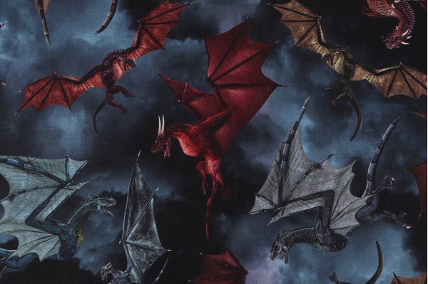 Click for Timeless Treasures Dragon's Lair - Dragons Battle Printed Cotton Craft Fabric in Grey  Timeless Treasures Dragon's Lair - Dragons Battle Printed Cotton Craft Fabric in Grey