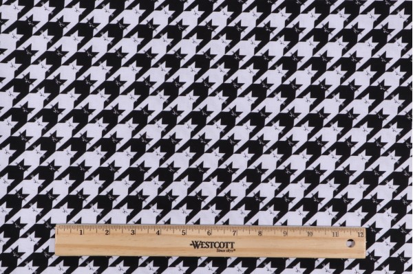 Timeless Treasures Feline Good! - Kitty Houndstooth Printed Cotton Craft Fabric in Black 