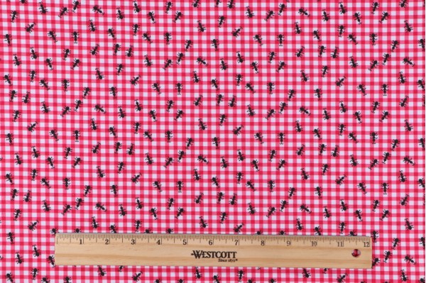 Timeless Treasures Summer Picnic - Ants On Gingham Printed Cotton Craft Fabric in Pink 