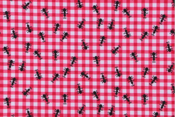 Timeless Treasures Summer Picnic - Ants On Gingham Printed Cotton Craft Fabric in Pink 